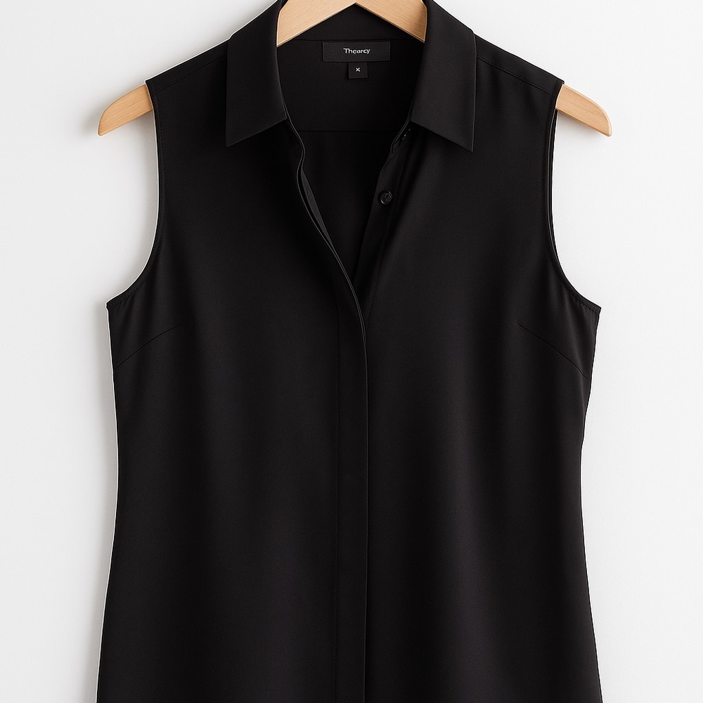 Theory Women's Black Silk Sleeveless Top